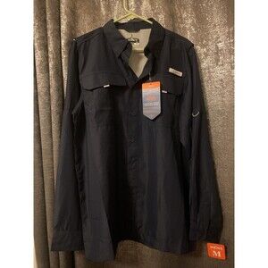 Habit Crayfish Creek L/S River Navy Blue Vented Mens Long Sleeve Size M Runs Big